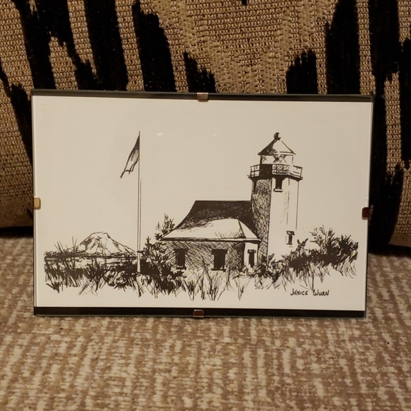 Seattle postcard art - Lighthouse - Picture 1 of 4